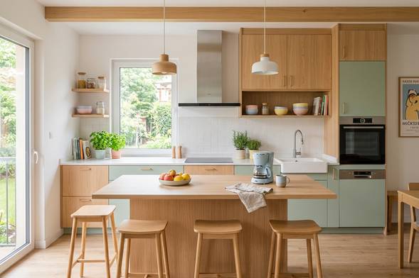 Firefly_moderne,helle Küche von vorne mit holz und pastellakzenten 851936.png